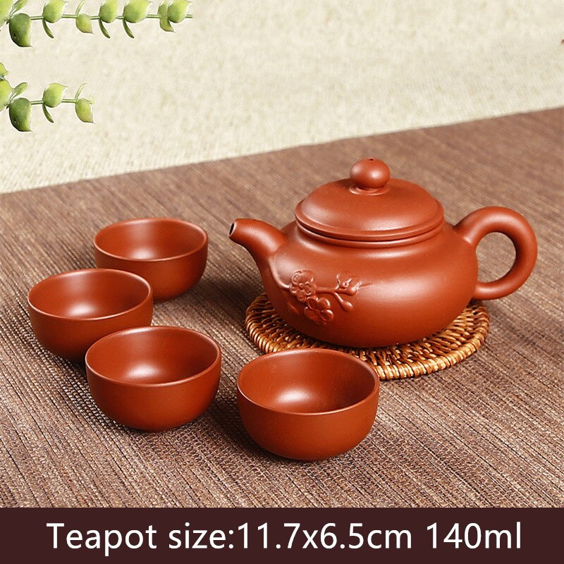 5 Stks/set Chinese Yixing Paarse Klei Thee Sets Xishi Theepot Handgemaakte Ketel Master Theekopjes Authentieke Huishoudelijke Theewaar Drinkware: F