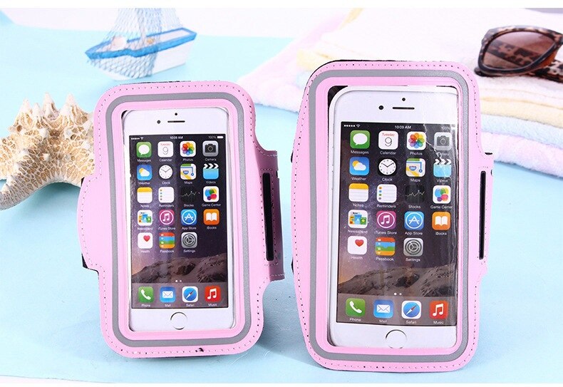 Universele outdoor sport telefoonhouder, armbandhoes voor samsung, sportschool hardloop telefoontas, armbandhoes voor iphone xs max voor samsung: Roze l
