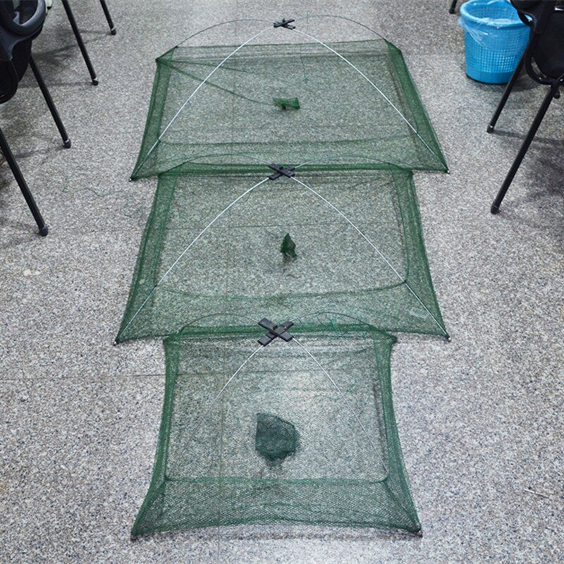 Filet de pêche carré en Nylon pliant appâts piège filet d'immersion pour attraper les poissons de crabe de crevettes réseau de pêche 60x60cm 80x80cm 100x100cm
