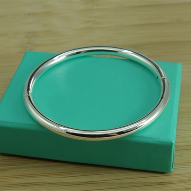 Mode Vrouwelijke 925 Sterling Silver Bangle Eenvoudige Effen Smooth Armband Voor Vrouwen Charm Sieraden Party Verjaardag