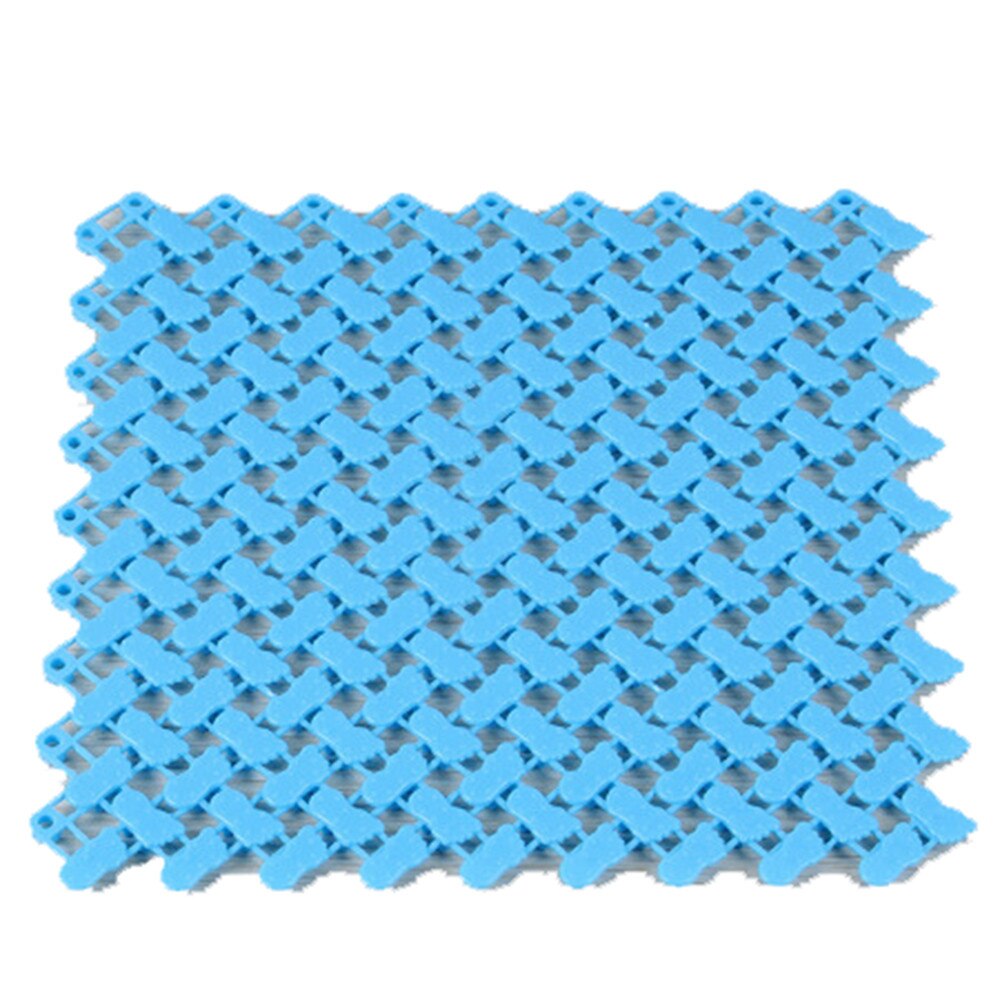 1pc diy tæppe slikfarver plast bademåtter let badeværelse massage tæppe brusebad skridsikker måtter l *5: Blå