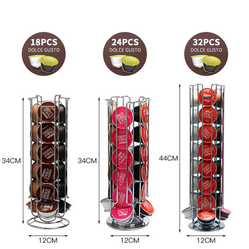 Porte-capsules Dolce Gusto 24 Pièces - Chrome Argenté - Gain De Place Pour La Cuisine