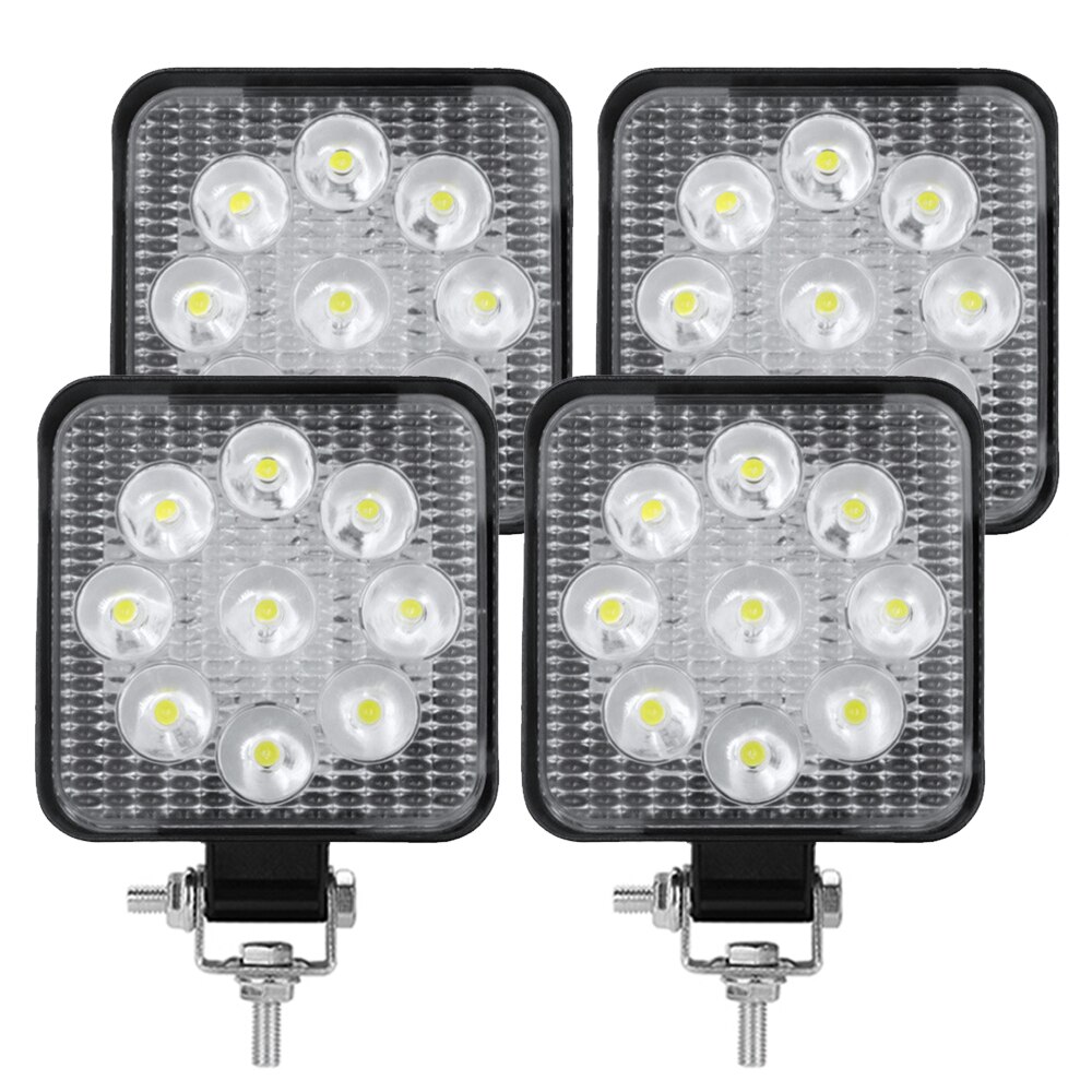 27W Work Light 12V Car LED Spotlight 9 LED Square Lights Auto Truck Off Road Mini Led Offroad Night Driving Lighting Fog Lamp: Dark Grey