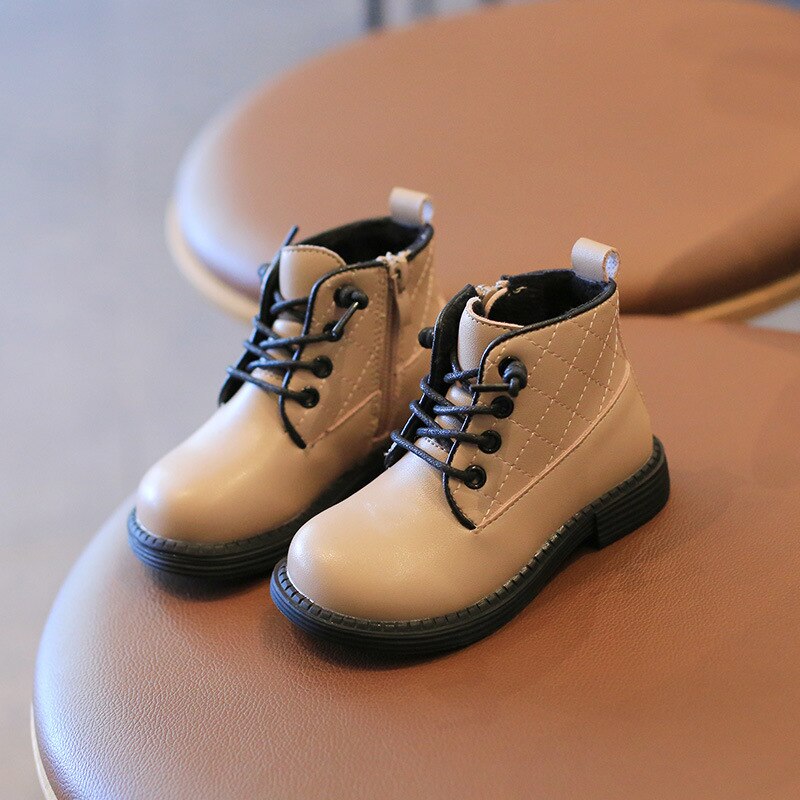 Botas de estilo Martin para niños y niñas, botines de cuero con único y sólido, coreana, uniforme del Reino Unido, Invierno: Rosa / 26
