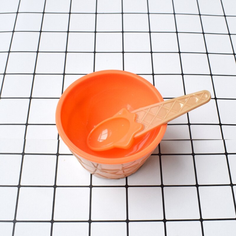 Safe Feeding Baby Bowls Plates Children's Tableware Food Containers Cups Kids Dishes Ice Cream Bowls Spoons Dinnerware: Orange