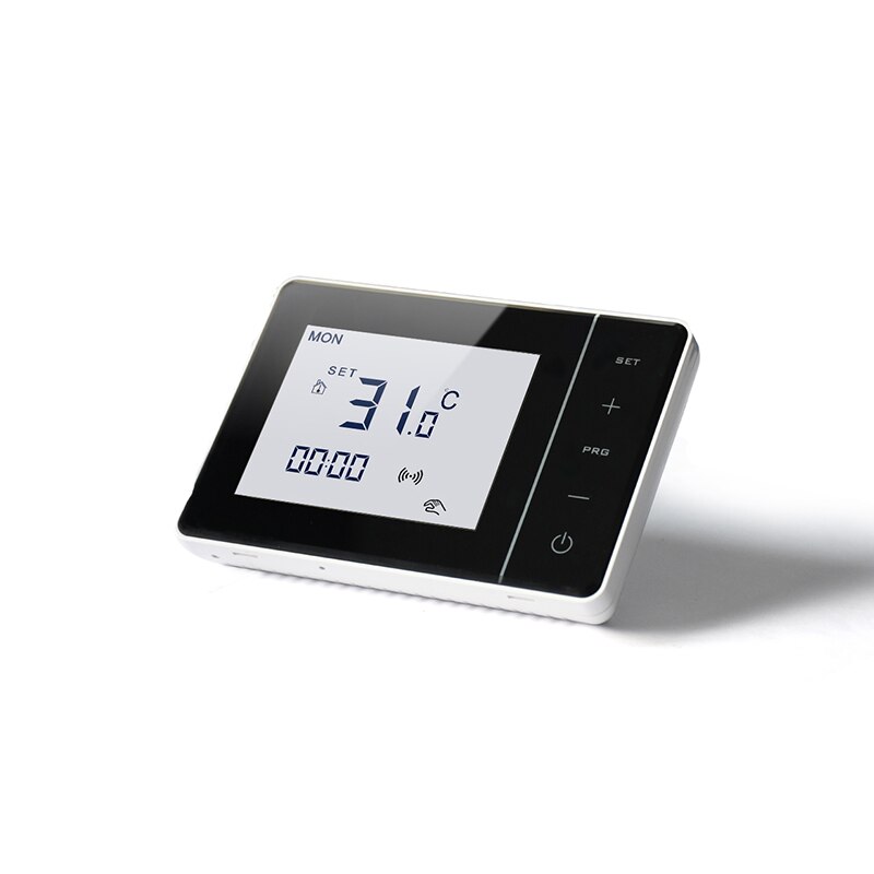 Draadloze thermostaat op batterijen stekkerontvanger kamer vloerverwarming thermostaten slimme centrale verwarming programmeerbaar 16a: Witte achtergrondverlichting / Ketelverwarming