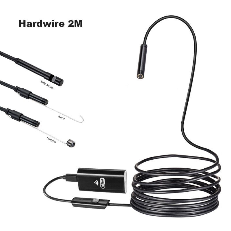 Wifi Endoscoop Camera 720P Hd 8Mm Lens Hardwire Softwire Kabel IP67 Waterdichte Iphone Android Wreless Auto Inspectie Borescope: Hardwire 2M