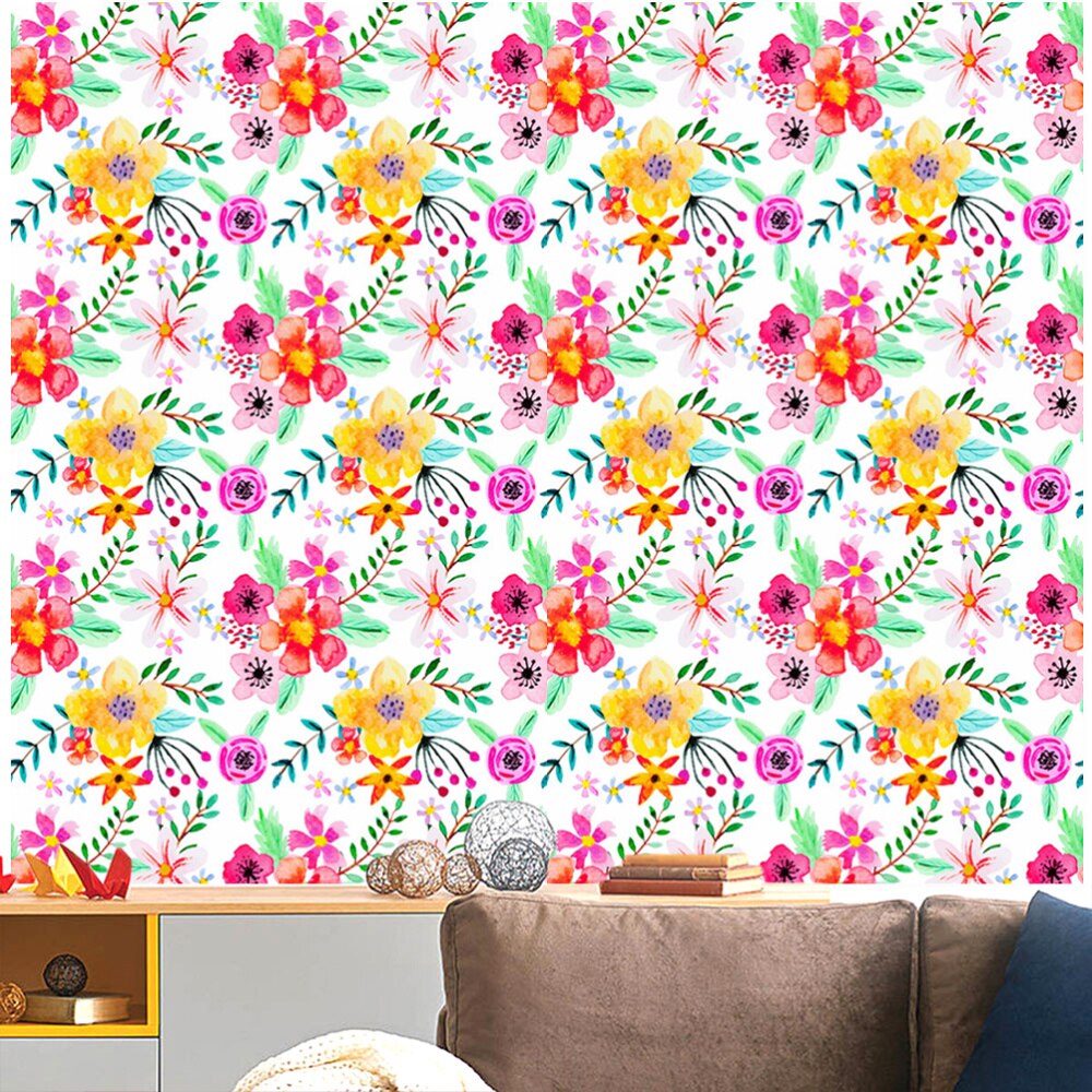 1Pc Abstracte Aquarel Bloemen Achtergrond Behang Vernieuwing Behang Waterdicht Behang 45X200Cm)