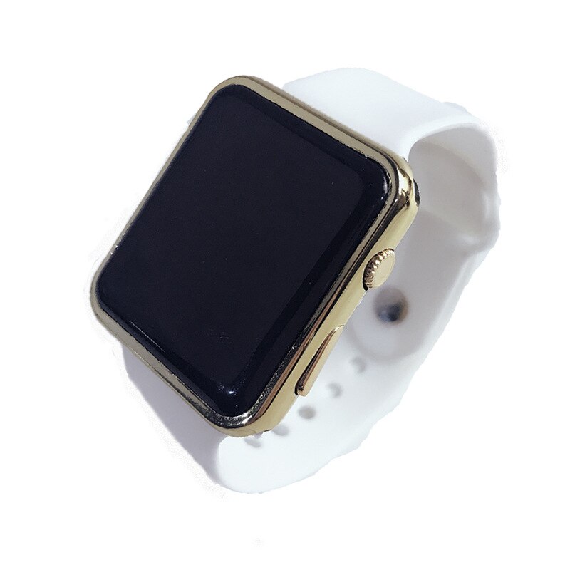 Studenten kijken naar mannen, led digitale horloges, vrouwen, elektronisch horloge, studenten, sporthorloges, siliconen, vierkant horloge, kinderhorloge, klok: Witgoud