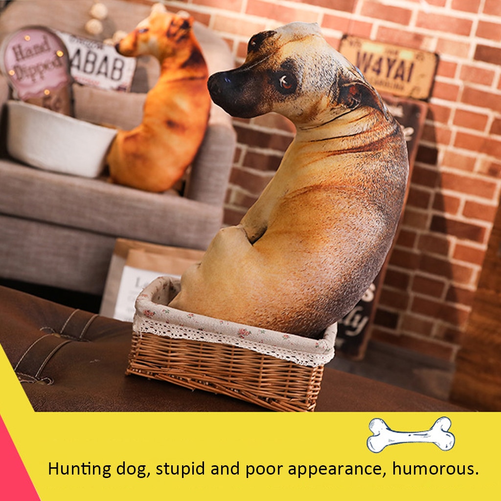 3D Simulatie Puppy Vorm Kussen Sierkussen Met Pp Katoen Innerlijke Home Decor Sofa Speelgoed Zachte Pluche Korte Hond Pop afneembare