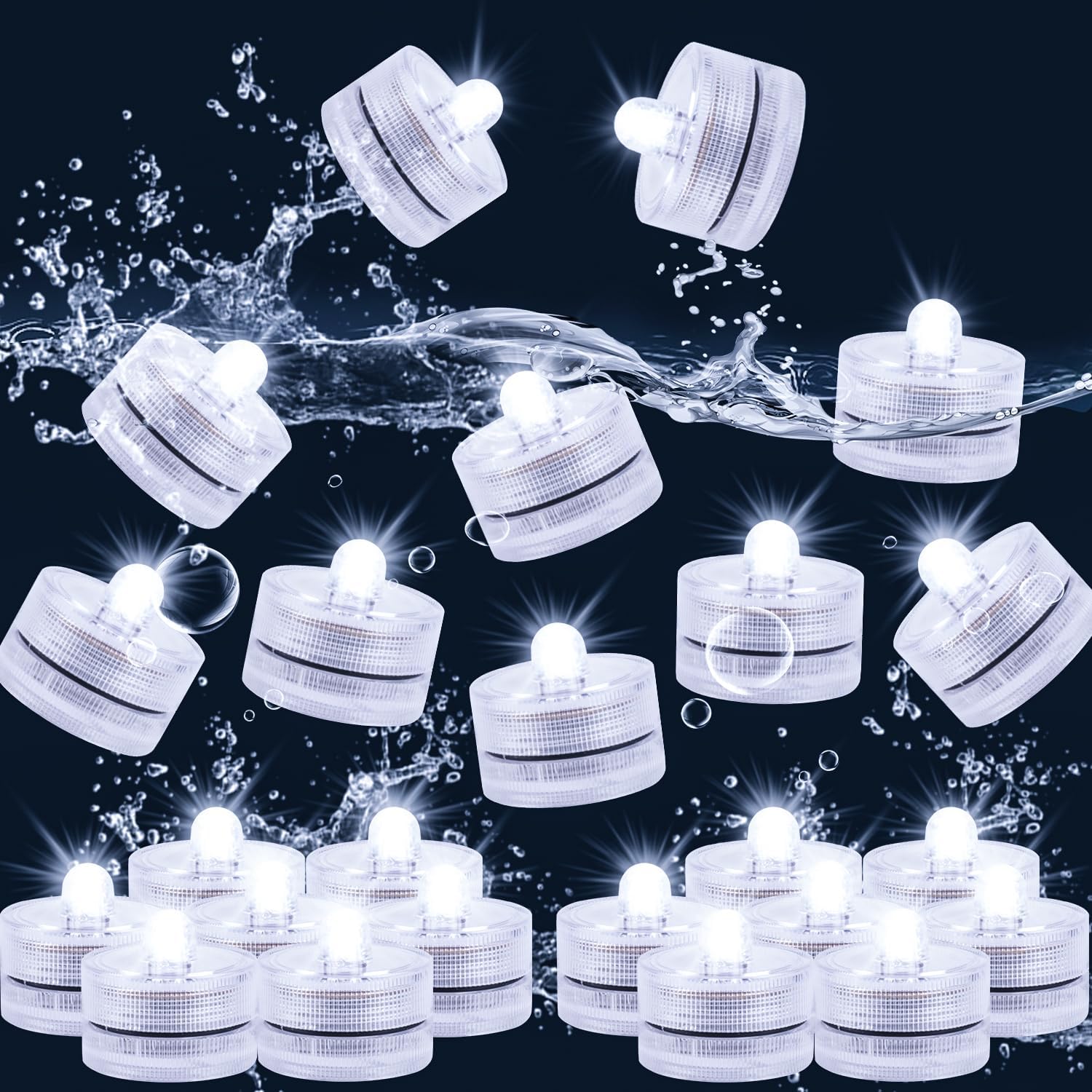 Velas LED sin llama, luces de té impermeables, luces LED subacuáticas para piscina, lámpara decorativa, vela para pieza de boda