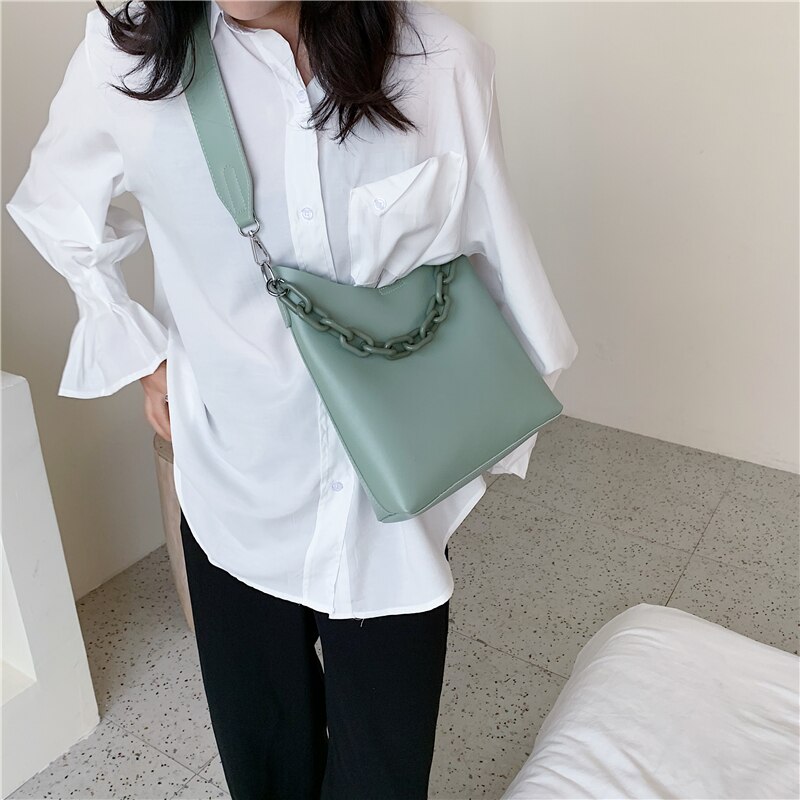 Brand Women Shoulder Bag Large Capacity Chain Bucket Handbags PU Leather Women's Totes Composite Bag Bolsa Female