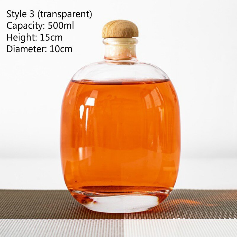 500ml Frosted Fruit Wine Bottle Green Plum Hip Flask Sake Rice Wine Yellow Wine Container with Cork Preservation Bottle Jug: 500ml transparent
