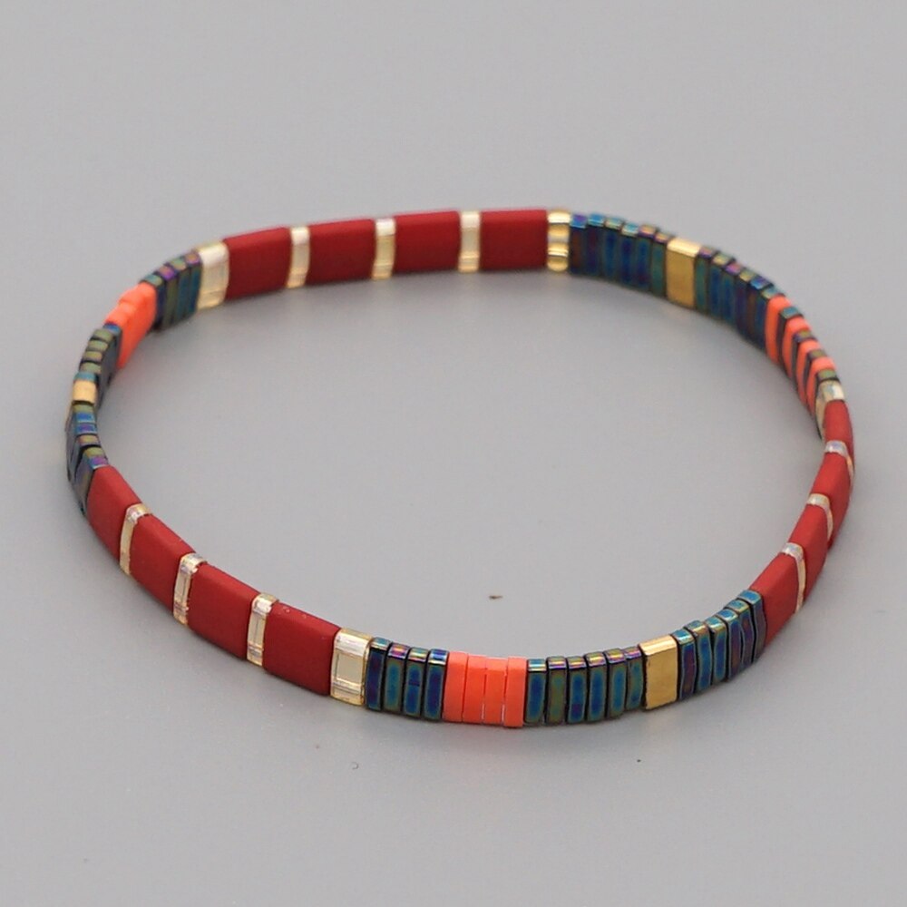 Go2 boho miyuki tila perle armbånd stretch smykker kvinder armbånd boho smykker vintage pulseras mujer