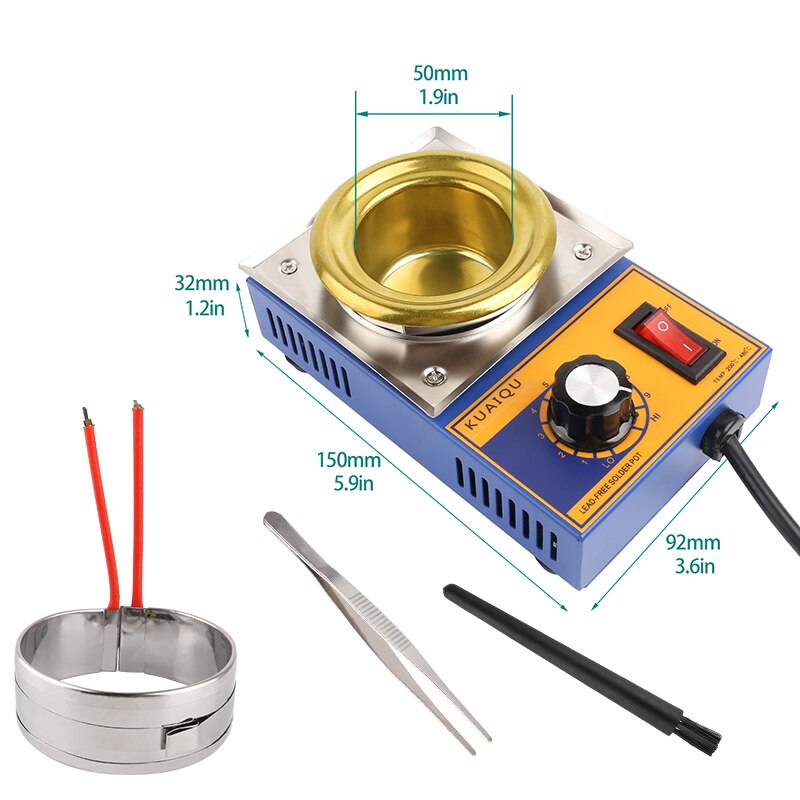 300W Solder Pot Tin Melting Furnace Thermoregulation Soldering Desoldering Bath 200~480℃ Free Heating Element And Cleaning Tools: 200W-SET A