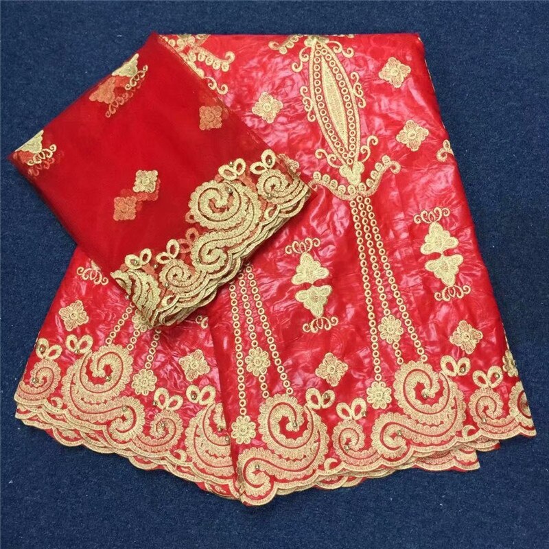 Bazin-tissu riche avec perles, tissus africains, bazin jacquard de guinée brocart avec dentelle française, robe pour femmes: 3L145330B404