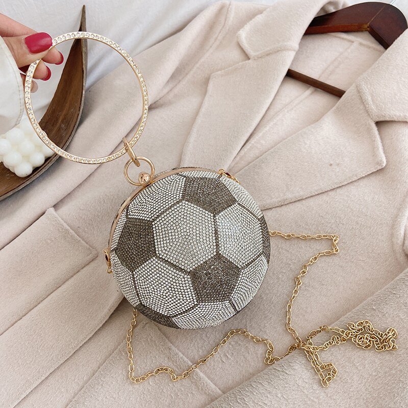 Vrouwen avond clutch kleurrijke kristallen diamanten ronde bolvormige clutch dames handtas bruiloft portemonnee ketting schoudertas