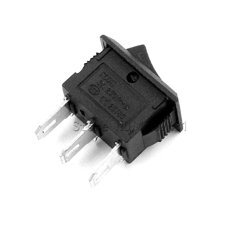 10PCS 3 Pin 3A 250V 10*15mm Black Button Rocker Switch ON OFF AC 10X15 Mini Rocker Power Switches