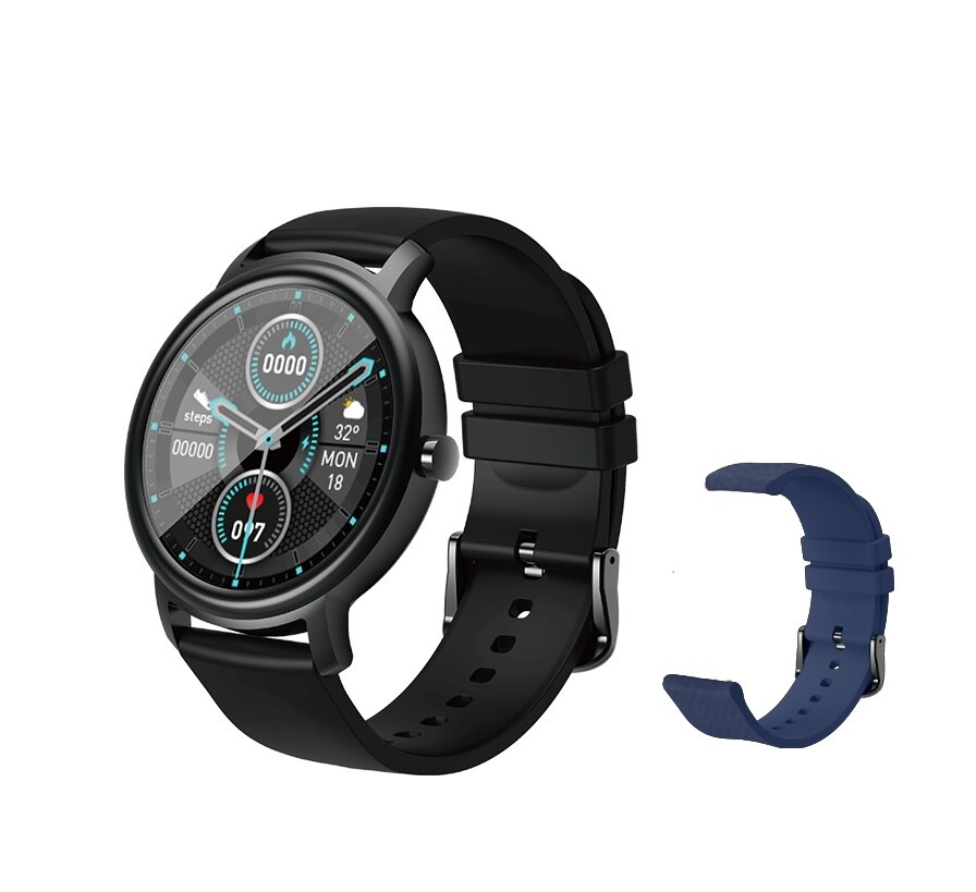 Mibro ar relógio inteligente android ios relógio de fitness ip68 à prova dip68 água bluetooth 5.0 monitor sono freqüência cardíaca rastreador smartwatch: Black Add Blue