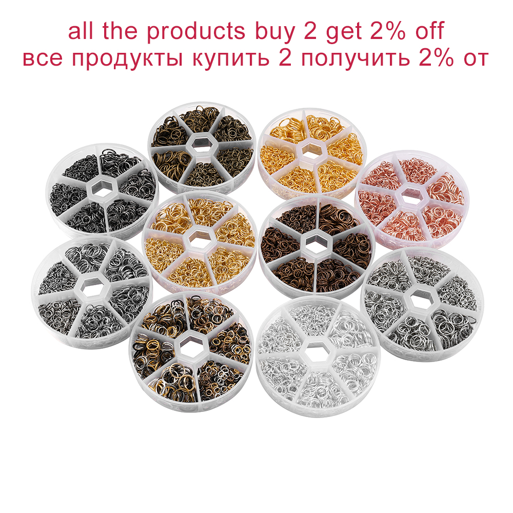 Kit Anéis de Salto Aberto para Fazer Jóias, Conjunto de Acessórios para Brincos e Colares DIY, Jóias Fazendo Suprimentos, 4mm, 5mm, 6mm, 7mm, 8mm, 10mm, 1 Conjunto