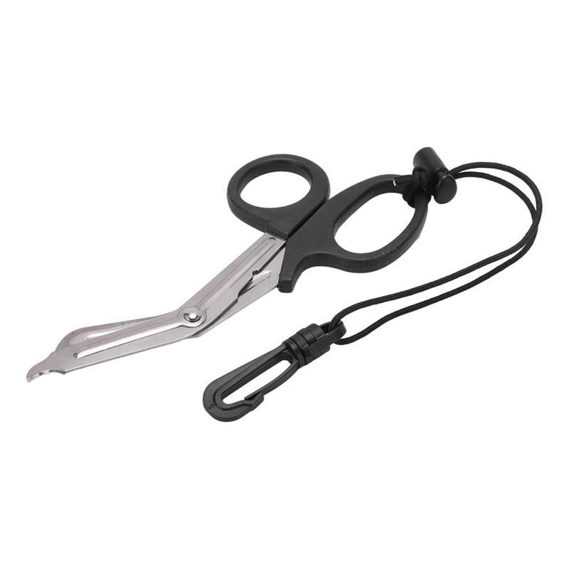 Diving Shears Safety Diving Scissors Stainless Steel Diver Shears with Lanyard and Buckle Diving Accessories: black