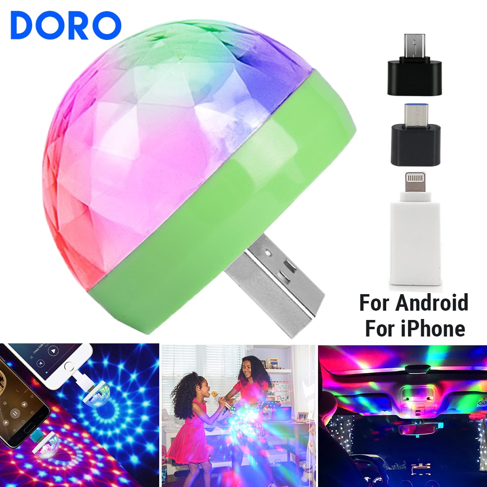 USB DC5V colorful effect party light music control ktv dj disco lights automatic led stage lights for iPhone Android iOS