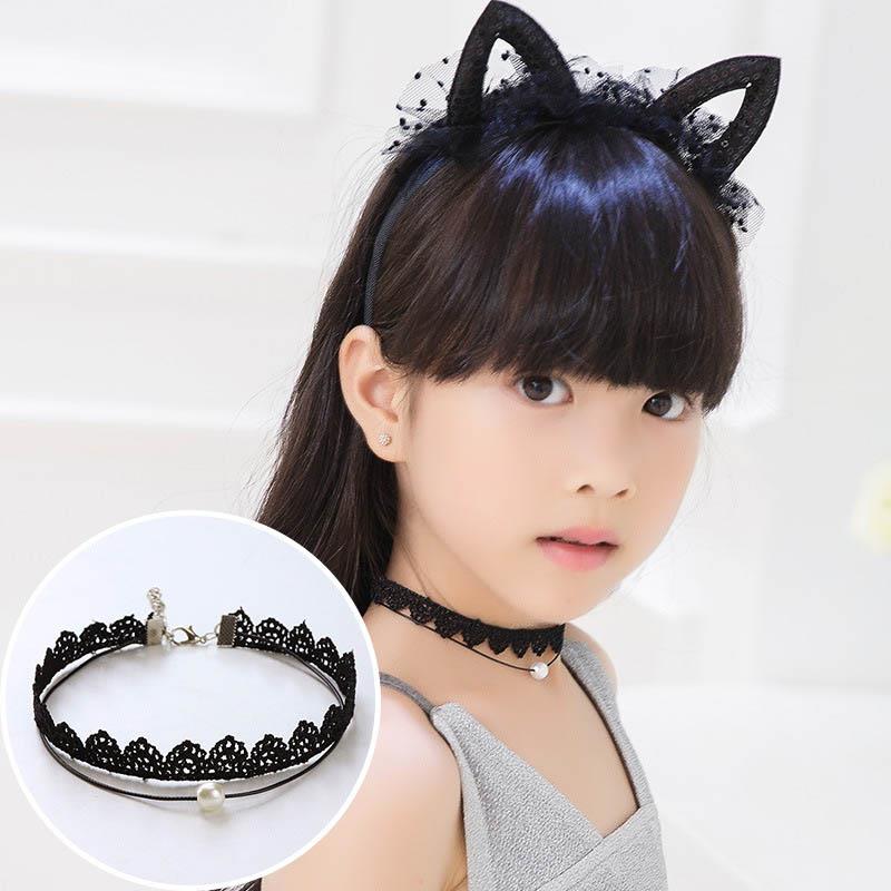 1PC Hübsche Mädchen Schwarz Multi Schicht Spitze Halskette Kinder Exquisite Gothic Stretch Choker Schmuck Kinder Halskette: 13