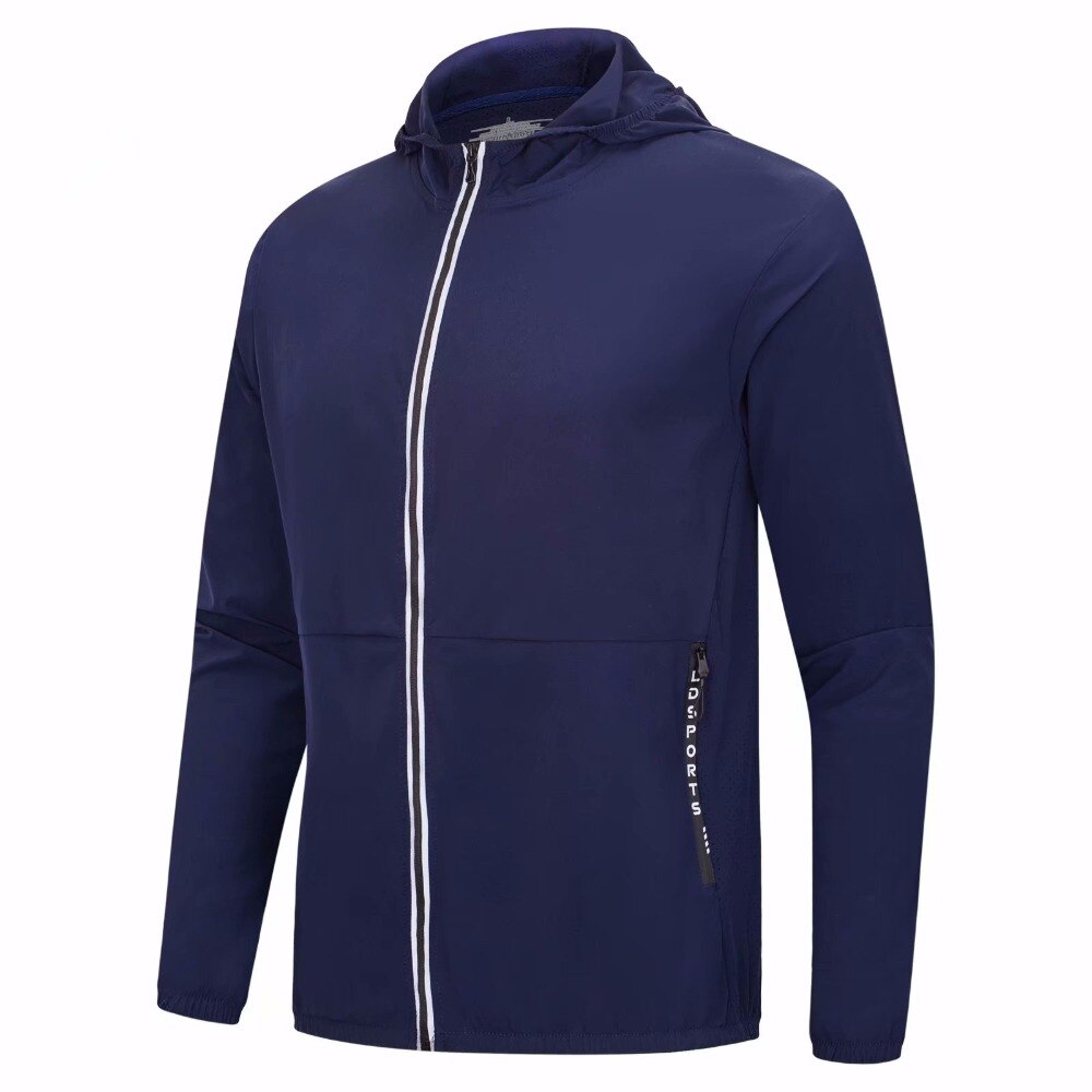Løbejakke med hætte til mænd langærmet sweatshirt hurtigtørrende lynlåsjakke fitness gymnastikskjorter fodbold fodbold basketball jakke