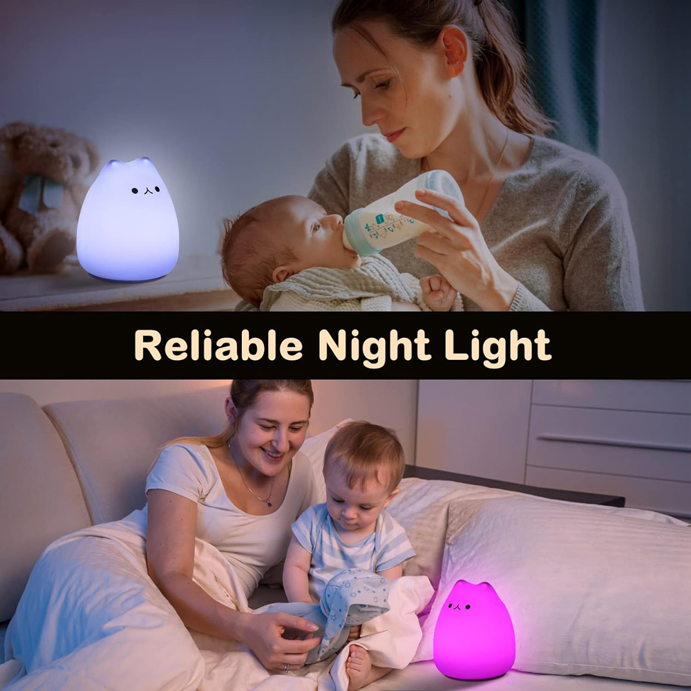 LED-Katzen-Nachtlicht für freundlicher, Silikon, niedliche Katzen-Nachtlichter für Kinderzimmer, tragbar, mehrfarbig, Weihnachtsgeschenke für Babys und freundlicher