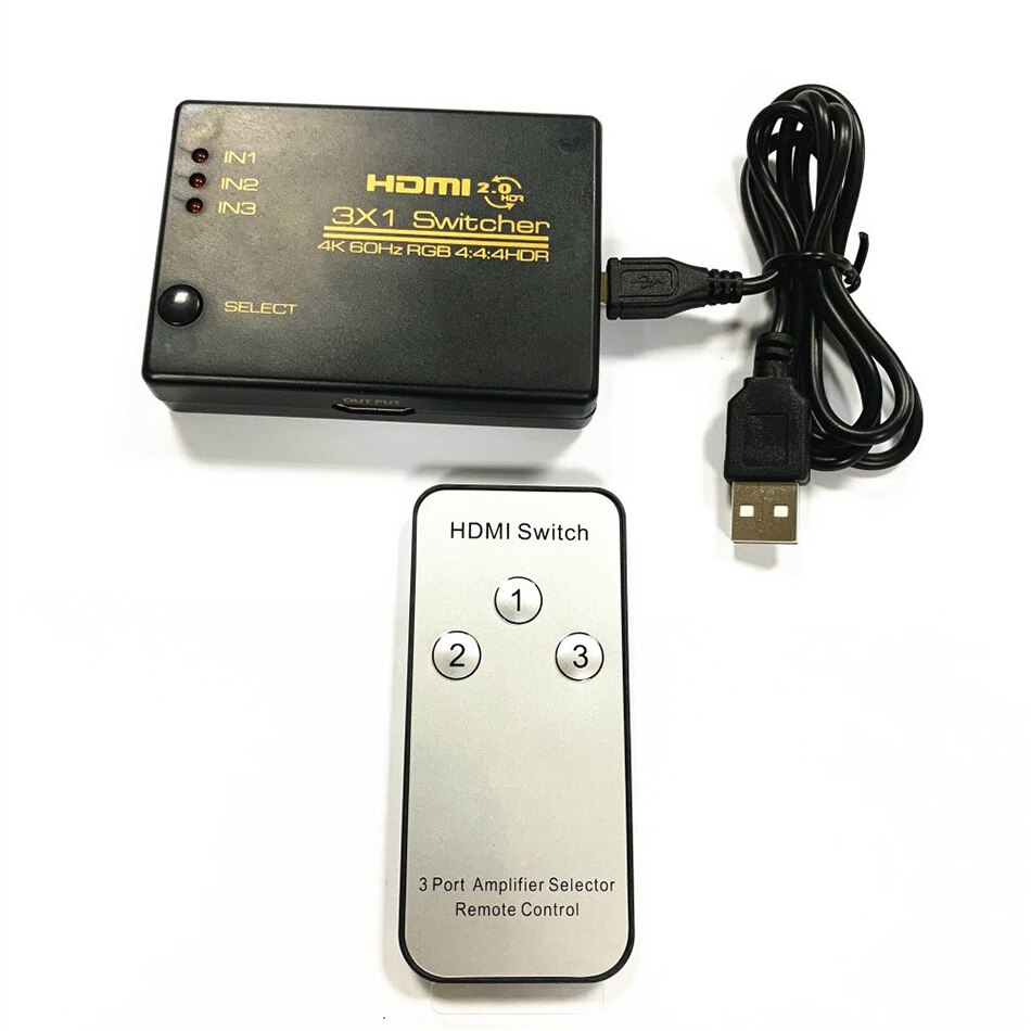 4K 60Hz Hdmi Schakelaar 3 In 1 Out Hdmi 2.0 Hd Switcher 3X1 HDCP2.2 Adapter Voor PS3 PS4 Pro Apple Tv