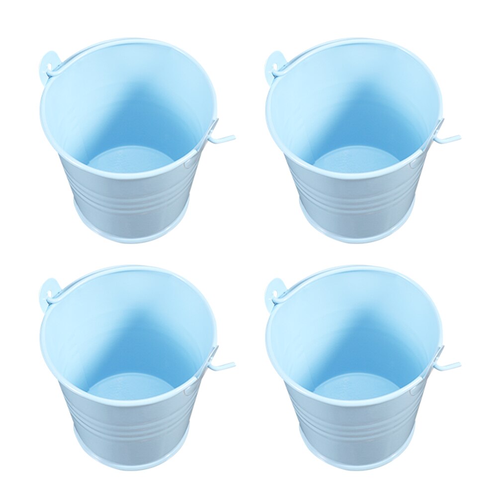 12Pcs Simple Iron Bucket Iron Bucket With Handle Metal Bucket Garden Decor for Garden Home Decor Adorn: Blue