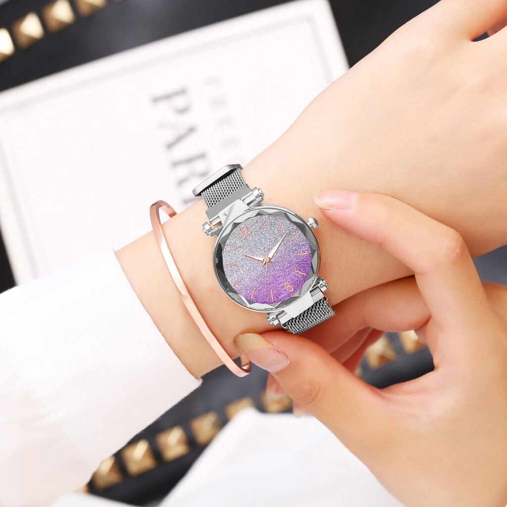 Newest personality Minimalist Gold Frosted Stainless Steel Mesh Belt Ladies Quartz Stainless steel bracelet watch