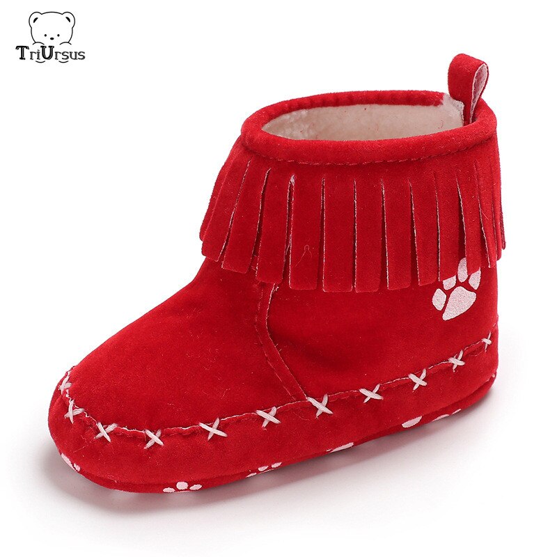 -né bébé fille garçon chaussures bottes de neige chaudes toplancha frange bottes hiver chaussons rouge noir semelle souple bébé filles gland bottes