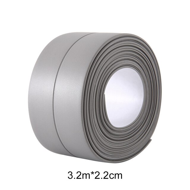 PVC Sealing Tape Waterproof Mildew-proof Self Adhesive Gap Strip Tape for Bathroom Toilet Floor Wall Corner Kitchen Accessories: Grey / 3.2X3.8cm