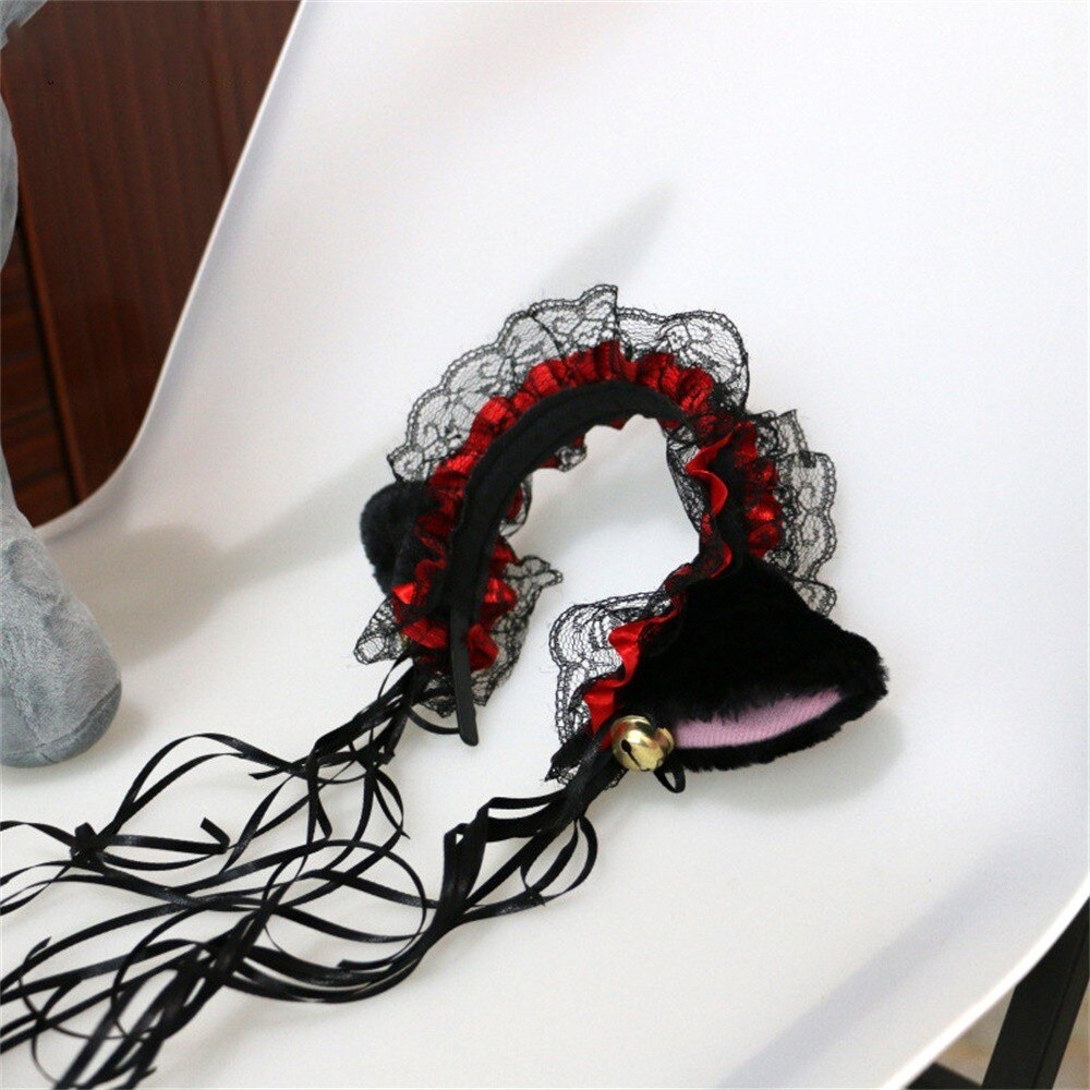 Cute And Beautiful Headwear Maid Cat Ears Lace Bell Headband Cosplay Costume Accessories Headwear Dress Accessories Decoration
