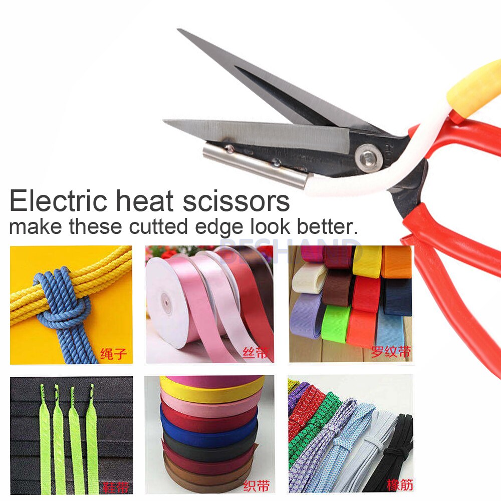 Tijeras eléctricas de calor de 220V, cortador térmico para tela, cuerda, cinta, correas, corte de tela, artesanía, juego de herramientas DIY