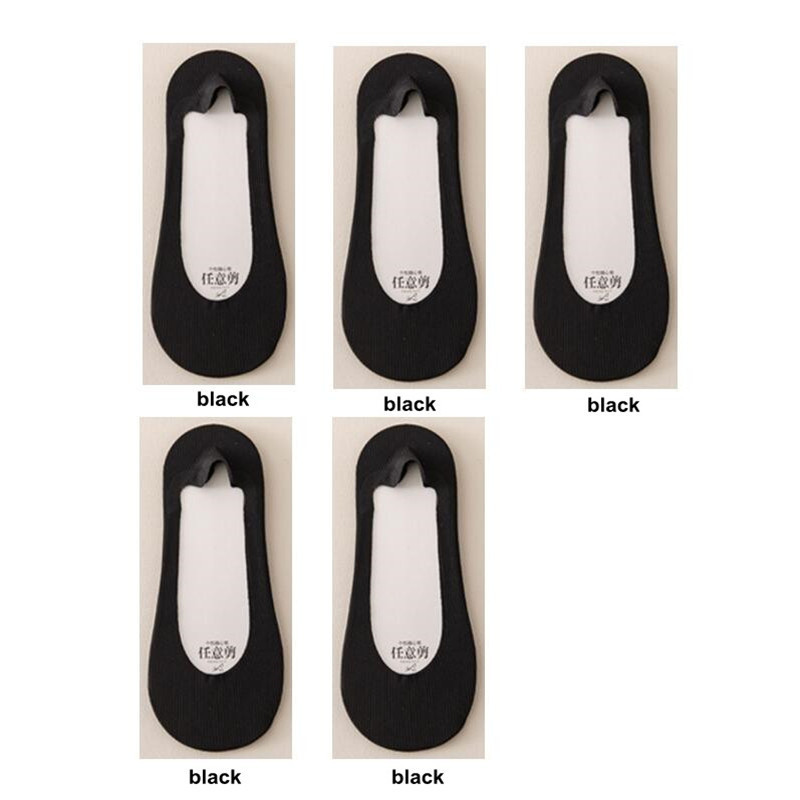 Calcetines invisibles de barco para mujer, medias finas de seda de hielo, boca poco profunda, parte inferior de algodón, sin Talón de deslizamiento, 5 pares: G