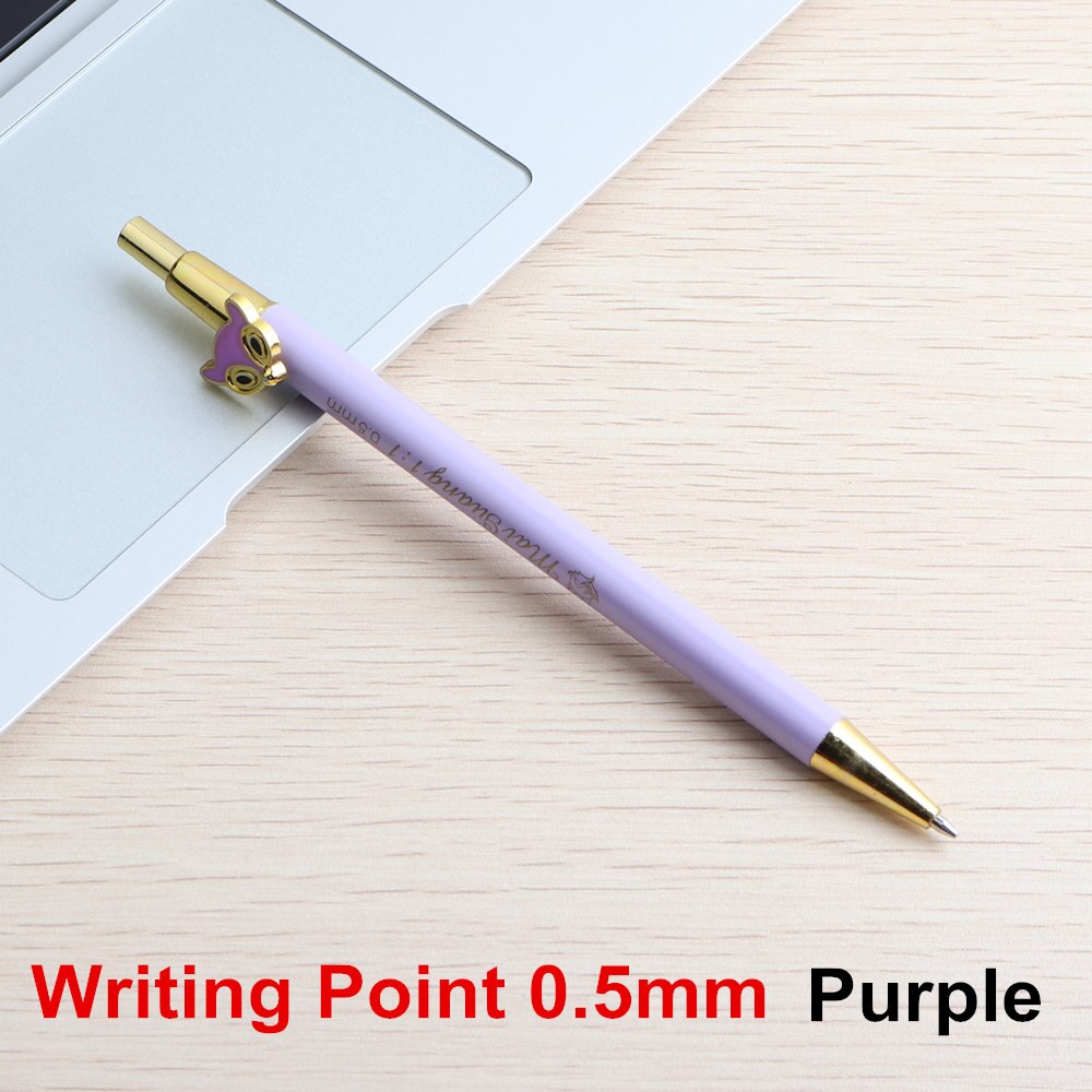 1PCS Metal Pencils Animal Mechanical Pencil Automatic Cute Pencil For Student Or Children: 1PCS purple  0.5mm