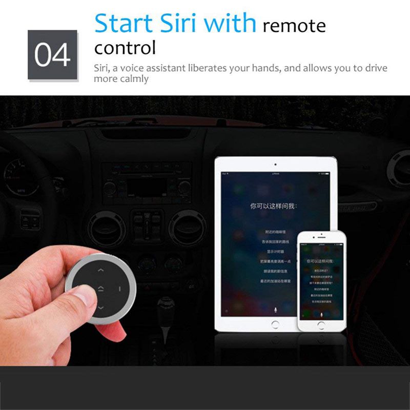 Mando a distancia multifuncional Bluetooth Multimedia para teléfono móvil inalámbrico para coche (negro)