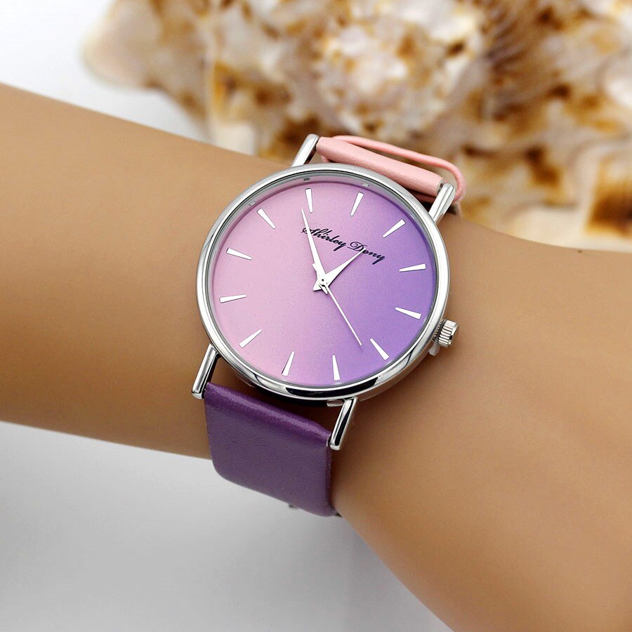 Dam casual gradient rampklocka 2 färg klockarmband lyx kvinnor klockor kvinnlig kvarts armbandsur feminino zegarek damski