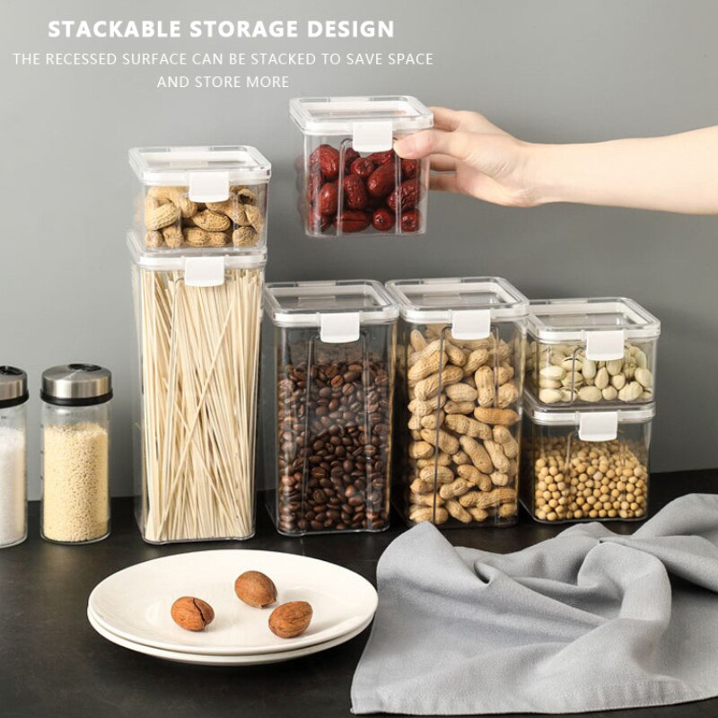 460/700 Small Food Containers Transparent Sealed Storage Box Kitchen Storage Nut Snack Storage Tank Airtight Pantry Organizer
