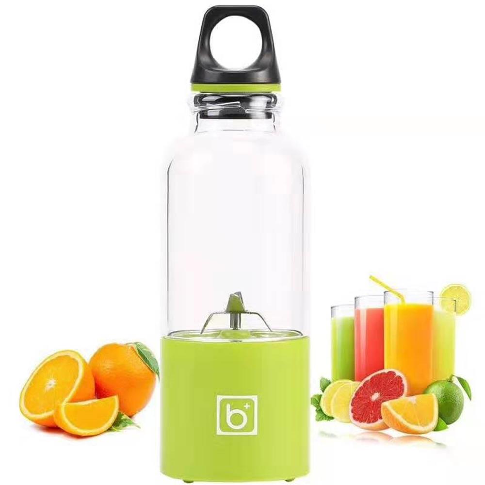 500ml 4 Blade Portable Blender Juicer Machine Mixer Electric Mini Usb Recharge Food Processor Juicer Smoothie Blender Juice Cup: Green