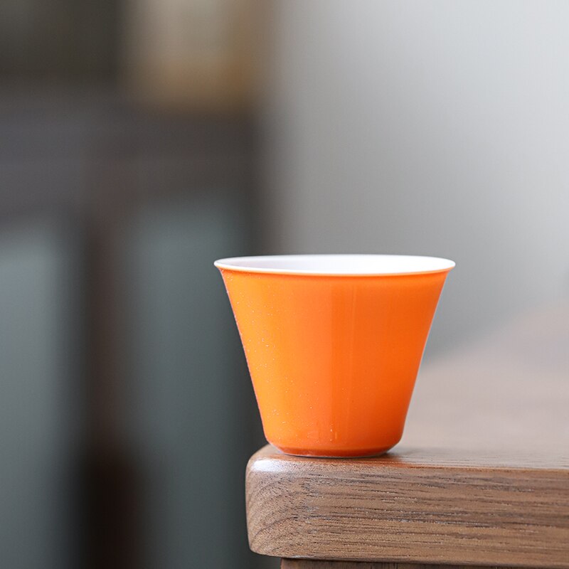 Japanese Handmade Tea Set Ceramic Glaze Orange Ceramic Glaze Bone China Bowl Cumbuca De Porcelana Home Cup AC50TC