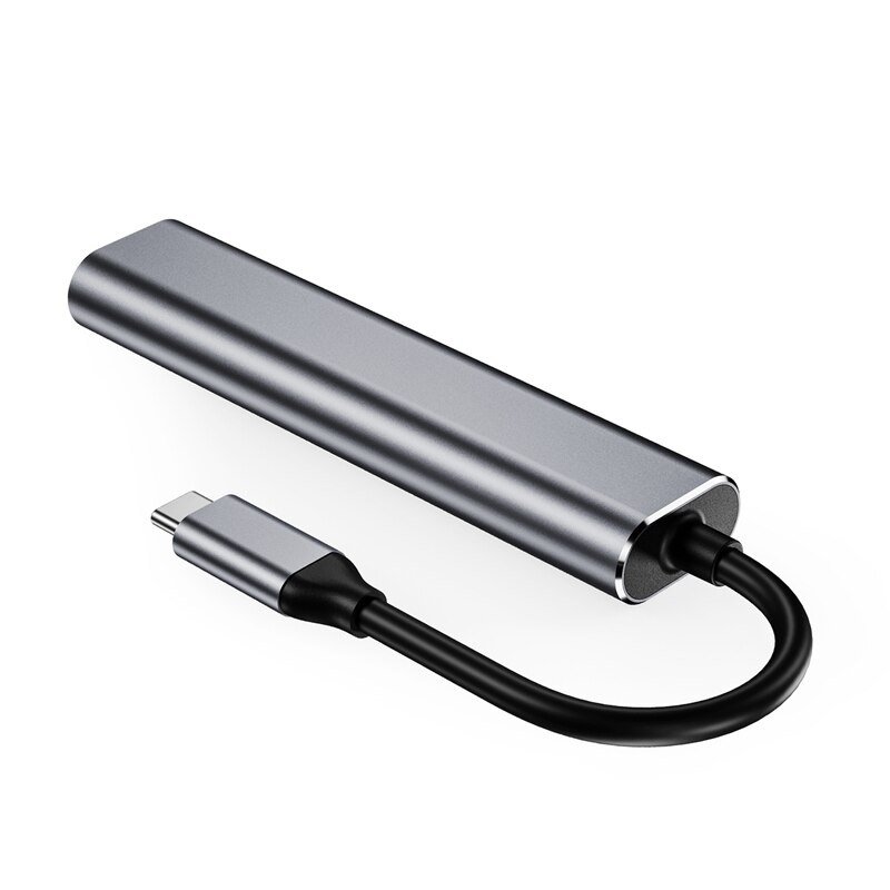 USB C Hub, 5-in-1 USB C Docking Bahnhof Adapter, USB-C zu HDMI + Typ-C + USB3.0 + USB2.0, Bis zu 3840X2160P/30HZ