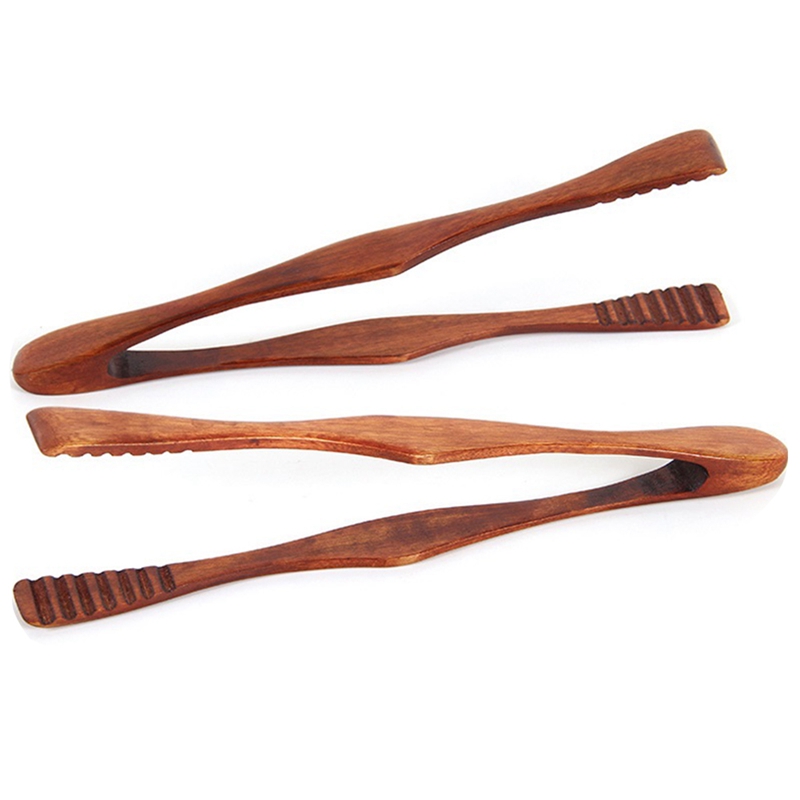 Cooking Kitchen Tongs Food BBQ Tool Salad Bacon Steak Bread Cake Wooden Clip Home Kitchen Utensil 2Pcs: Default Title