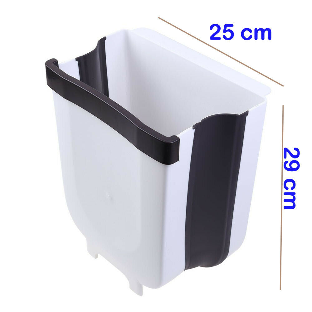 Practical Wall Mounted Folding Waste Bin Kitchen Cabinet Hanging Trash Cans Container Box: White Big