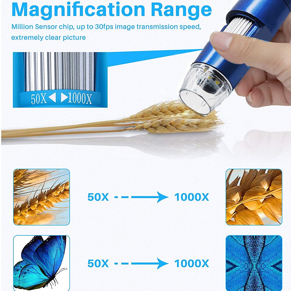 Adjustable Zoom WIFI 1000X 8 LED Electronic digital portable microscope camera for LED soldering Magnifier cell phone computer