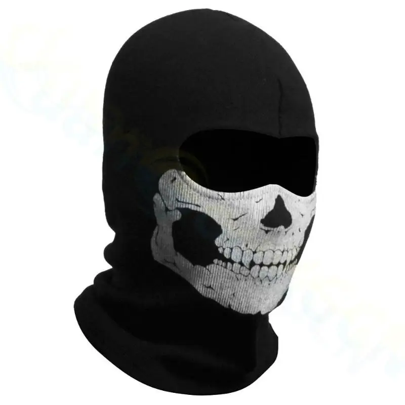 Pacote de balaclava facial completa com design de caveira, aquecedor de pescoço de esqui à prova de vento, acolchoamento de capacete de moto: Bege