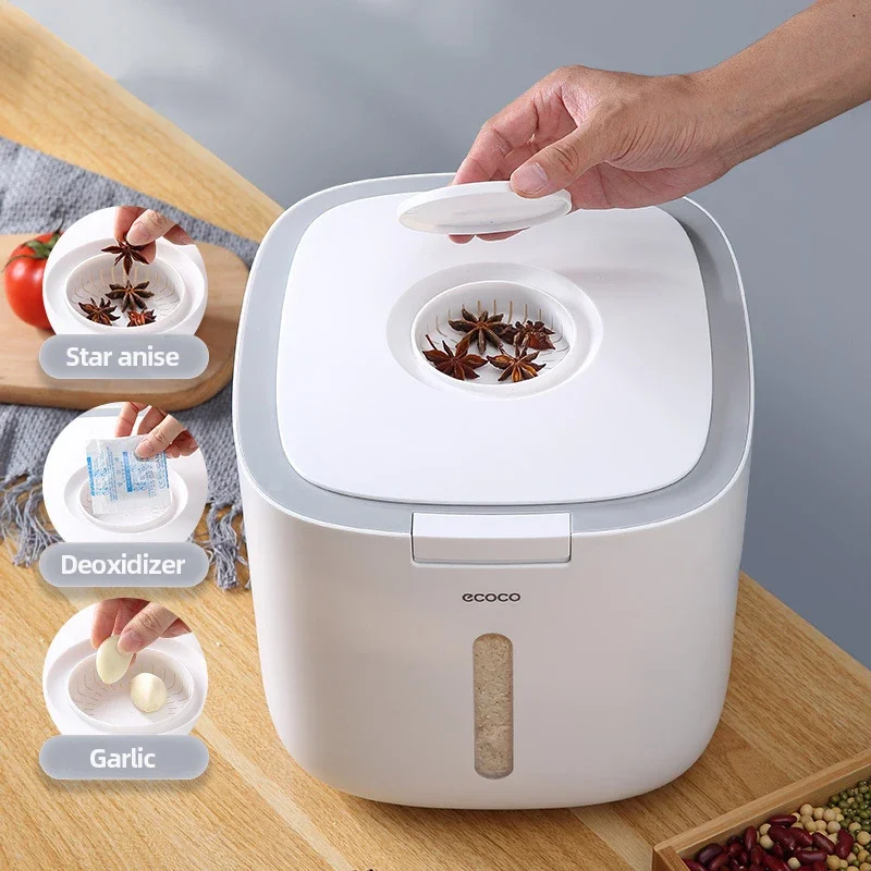 5/10 Kg Kitchen Collection Nano Bucket Rice Storage Container Flip Top Food Storage Bin Container Sealed Rice Bucket