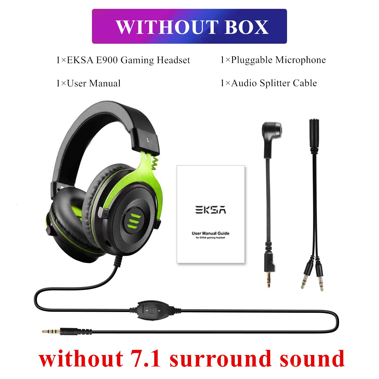 EKSA Gaming Headset Gamer E900/E900 Pro 7.1 Surround Wired Gaming Headphones with Microphone For PC/PS4/PS5/Xbox one/Switch: E900 Green No Box